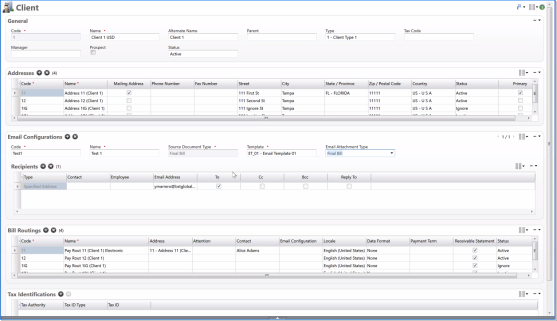 Client Screen Sample Client - Default View - Screen Description